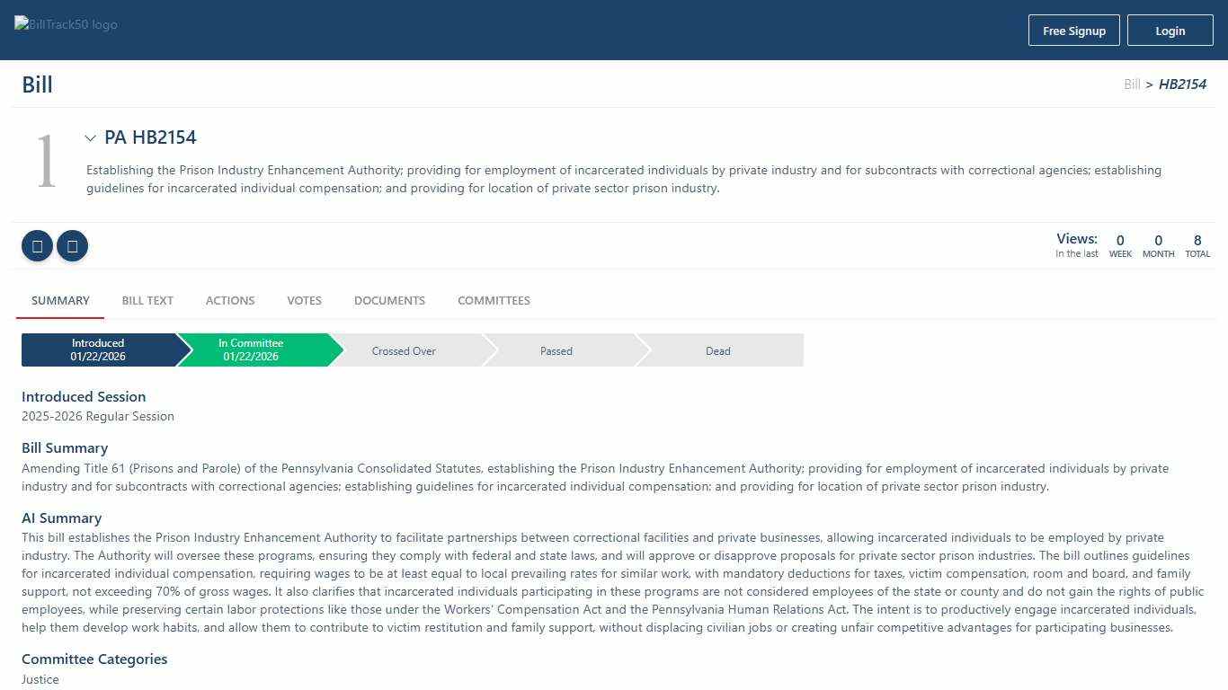 PA HB2154 BillTrack50